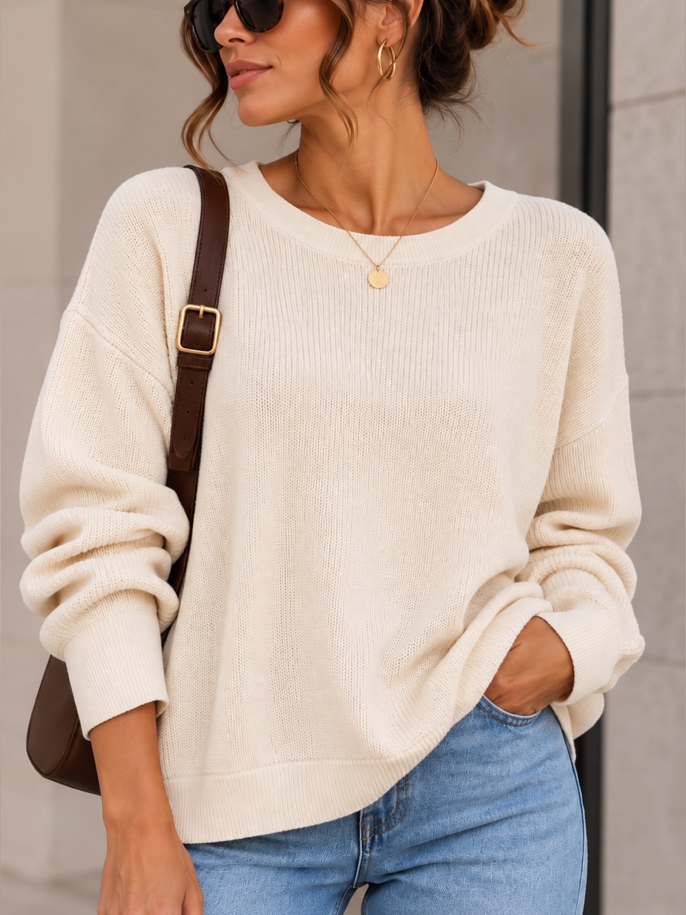 ZARA Cream Knit Sweater XL Oversized Quiet Luxury Minimalist Pullover